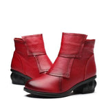 Chinese Shoes Short Blue Women Ankle Boots Medium Heel2021Fur Round Toe Chunky Cheap Waterproof Winter Fashion New