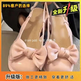 Retro Baotou Sandals For Women In Spring And Summer 2023 New Thick Heels, Bow Tie With Skirt And Buckle