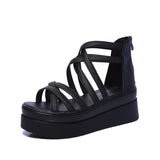 Breakj Summer New Wedge Platform Sandals Cross Strap Roman Sandals Women's Shoes