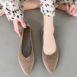 Fashion Breathable Stretch Fabric Ballet Flats Women Mesh Casual Soft Rubber Sole Pointed Toe Slip On Loafers Boat