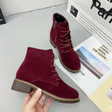 Boots Women British Style 2021 Autumn Side Zipper Suede Booties Women Plus Size Casual Ankle Boots Botas De