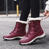 Boots Women Winter Shoes Keep Warm Non-slip Black Snow Boots Ladies Lace-up Boots Chaussures Femme Booties Woman Flat