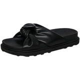 designer cross band leather knot slippers women mixed color platform sandals thick bottom summer beach slides woman