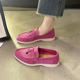 Summer New Sweet Women's Flat Shoes Bean Shoes Autumn Lazy Solid Color Round Head Single Shoes Women's 42 Plus Size
