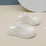 Breakj Summer New Baotou Half Slippers Female Wear Shoes Leisure A Foot Pedal Lazy Small White Shoes Female
