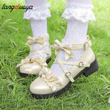 shoes harajuku shoes kawaii heels fashion personality sweet bow tie cosplay low heel women shoes high heels black