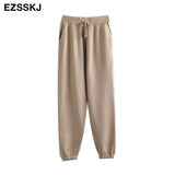 Women Elastic Waist Drawstring Trousers Thick Track warm sweater Pants Autumn Winter Sport swear Women'S Pants