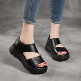 Breakj New Roman Sandals 2023 Retro Platform Increased And Light Open Toe Side Empty Velcro Fashion Casual