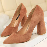 Shoes Thick Heel Woman Pumps Suede Women Heels Office Shoes Pointed Toe High Heels Wedding Shoes Female Heel