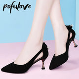 Mid-heel Sandals Comfortable Pointed Toe Women Shoes Hollow Peep Toe Ladies Square Heel Sandals Shallow Mouth