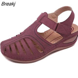 Women Sandals Summer Ladies Comfortable Round Toe Ankle Hollow Sandals Female Soft Sole Shoes Drop shipping Plus Size