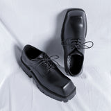 Breakj New Men's Shoes Business Casual Square Head Platform For Work Shoes Niche Design Leather Shoes