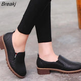 Women Flat Shoes Round Toe Lace-Up Oxford Shoes Woman Genuine Leather Brogue Women Shoes Free Shipping