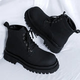 Breakj Kong Wind Tooling Boots Male Fashion Autumn New Handsome Black Locomotive Ankle Boots British Wind Martin Boots