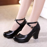2021 Fashion Women Pumps With High Heels For Ladies Work Shoes Dancing Platform Pumps Women Genuine Leather Shoes Mary Janes 1112