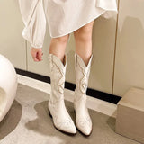 Women's Boots Retro Autumn Winter White Knee High Boots Big Size 41 Women Comfy Walking Female Western Cowboy Boot Women's