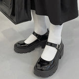 Platform Flat Oxford Shoes Black Lace Up Leather Casual Round Toe Spring Autumn Shoes Heighten Waterproof Shoes Plus
