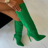 Women's Boots Autumn Winter New Women's Knight Boots Knee-length Boots Pointed Toe Sexy Stilettos 2022 Elastic Cloth