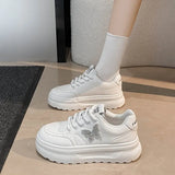 Breakj Water Drill Small White Shoes Women's Autumn 2025 Fashion Round Head Thick-Soled Casual Women's Shoes Korean Version Of Student Pu