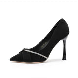 Celebrity Shoes Women's Korean Version Of 2023 Spring French Girls' High Heels, Fine Heels, Cat Heels, Pointed Work