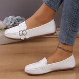 Flat-Soled Single-Shoe Women's 2025 Spring Fashion Belt Buckle Round Head Comfortable Pedaling Casual Bean
