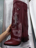 Breakj New 2023 Thick Heel Boots Color Show Western Boots Women's Full Cowhide Plus Size Martin