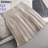 Autumn winter a-line thick short SWEATER Skirt Women good quality cute pleated mini skirt female elegant knit