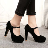 heels Shoes Woman Pumps Ankle Strap Wedding Party Shoes Platform Dress Women Shoes High Heels Suede Ladies Shoes