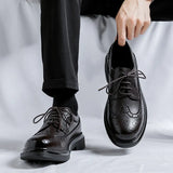 Breakj 2023 New Men's Daily Thick Platform Black Low Bang British Business Wear Shoe
