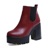 New Women's Boots Round Head Waterproof Table High And Coarse And Martin Short Boots Women's