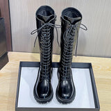 Knee Boots Female Knight Boots Tube Martin Boots Female 2024 New Spring And Autumn Winter Thick Bottom Boots Locomotive