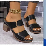 Breakj Dew A Word High-Heeling Slippers Women's New Coarse And Embossed Fashion Cool