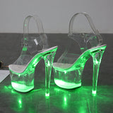 Breakj 34-43 Hate Sky High Nightclub High Shoes Luminous Sandals Women's Shoes Show Pole Dancing Shoes Crystal