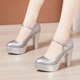 Catwalk High Heels Women's Cheongsam T Show Leather Size Waterproof Table Thick Heel Leather Pointed Single