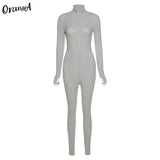 skinny fitness women active wear pink jumpsuits turtleneck sporty long sleeve casual overalls workout streetwear