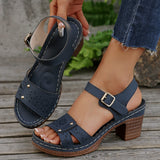 Breakj New One-Word With Slope Heel Sandals Women's Shoes Large Size Fish Mouth Slope And Thick-Soled