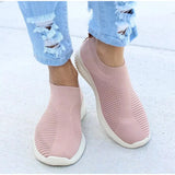 Slip On Breathable Casual Vulcanized Shoes Women Knitted Mesh Sneakers Spring 2021 Fashion Female Flat Shoes Plus Size