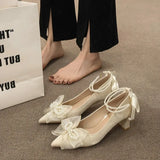 Breakj Wedding Shoes Female 2023 New Bride Main Wedding Dress Show He Two Wear Thick Heel Pregnant Women Not Tired High Heel