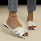 Breakj Korean Version Of Pure Color Flat Bottom Slippers Woman's Head Breathable A Foot Pedal Home Slippers