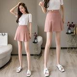 New High Waist Women Mini Pleated Skirt Casual Spring Summer Female Singel Button Short Skirts Ins Ladies Black Pink