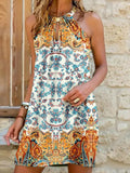 Sexy Off Shoulder Halter Mini Dress Lady New Fashion Print Shift Pullover Dress Party Beach Dress 2022 Casual Commuter