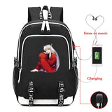 Anime Inuyasha USB charging Backpack Outdoor Travel Backpack Printed Pattern Student School Bag Teenage students laptop