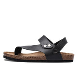 Summer Men Sandals Cork Beach PU Leather Female Shoes Back Strap Soft Bottom Comfort Solid Ladies Footwear Big Size