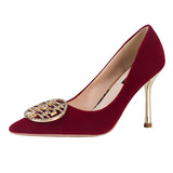 Breakj Shoes He Wedding Dress Diamond Bride Shoes Red High Heels Female Spring And Autumn Fine Heel Pointed Fashion In The Heel Single