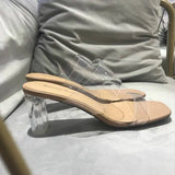 Fashion Summer Women Sandals Shoes Luxury Beach Ladies Clear Sandal Comfortable High Heels Woman Transparent Medium Heel