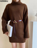 Autumn Winter highneck thick oversize Sweater pullovers Women 2021 LOOSE sweater pullovers female Long