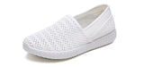 women's breathable mesh casual shoes fashion flats shoes women shallow white slip-on loafers shoes
