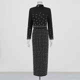 2025 Summer New Nail Design Two-Piece Half-High Collar Short Top High-Waisted Hip Dress Suit