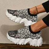 Women Platform Sneakers Slip-on Elastic Band Vulcanized Female Leopard Sport Shoes Ladies Summer Footwear Plus