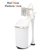 Summer Women Sandals 2023New sexy Waterproof Platform High Heels 26cm Patent Leather Thin Heels Female Club Party